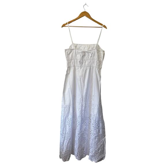 NWT Madewell Embroidered Tank Midi Dress in Poplin White Size 14 - Picture 6 of 8